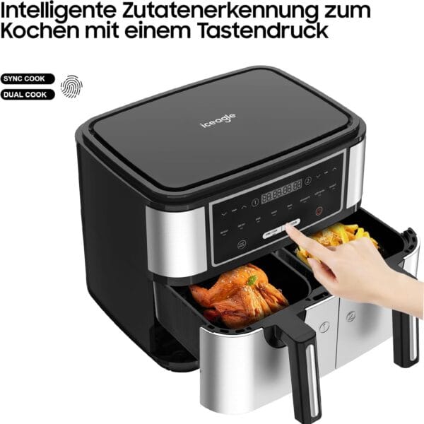 Iceagle 9L dviejų kamerų karšto oro gruzdintuvė – 2600 W - Image 3
