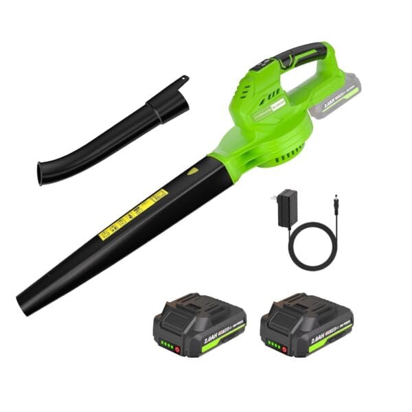 SEYVUM akumuliatorinis lapų pūstuvas su dviem 2,0 Ah baterijomis ir įkrovikliu