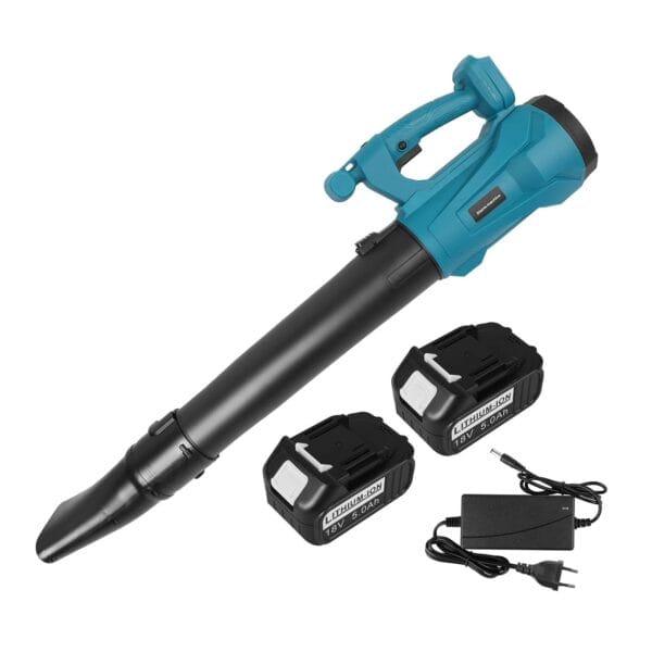 ASUNCELL 18V belaidis lapų pūstuvas su 6 reguliuojamais greičiais, 2 x 5,0 Ah baterijomis