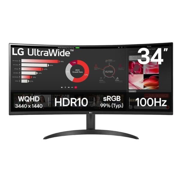 LG Electronics 34WR50QK-B.AEU UltraWide 1800R išlenktas QHD monitorius 34